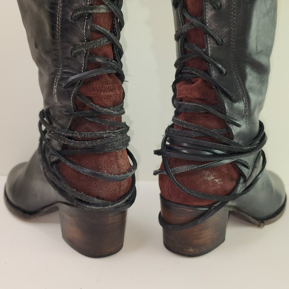 Freebird Steven Coal Tall High Black Black Leather Boots (7 US) - Picture 4 of 11